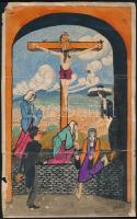 Olvashatatlan jelzéssel: Krisztus a kereszten. Vegyes technika, papír, sérült, 29,5×18,5 cm