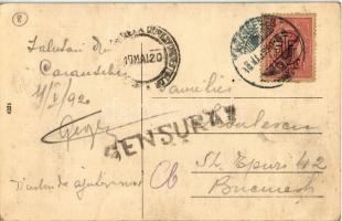 1920 Karánsebes, Caransebes; M. Lichtneckert Zöldfa szállodája, M. Franz Brachtl üzlete / hotel and ...