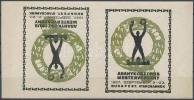 1937 Aranykoszorús mesterverseny fordított állású emlékív pár / souvenir sheet pair