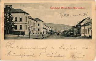 1900 Dicsőszentmárton, Tarnaveni, Diciosanmartin; utcakép. Jeremiás Áron kiadása / street view (EK)