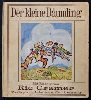 Der klein Däumling. Ein Märchen nach Ludwig Bechstein. Marie Rie Cramer (1887-1977) holland grafikus, illusztrátor 8 színes illusztrációjával, közte 4 színes litográfiával. Leipzig, é.n., A. Anton&Co., 14+3 p. Német nyelven. Kiadói félvászon-kötés, a 4 offszet illusztráció ragasztása részben elengedett, kissé foltos hátsó borítóval, jó állapotban./ Der klein Däumling. Ein Märchen nach Ludwig Bechstein. With 8 pieces of illustrations of Marie Rie Cramer (1887-1977) Dutch illustrator, 4 pieces of the illustrations are lithographies. Leipzig, A. Anton&Co., 14+3 p. Half-linen-binding, with a little bit spotty back cover, the gluing of the 4 pieces of offset illustrations are partly released. In German language.