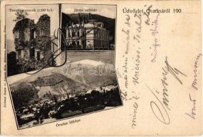 1907 Óradna, Rodna Veche; Templom romok, Járási székház. Jördens Berta és Alzner Ella / church ruins, county hall