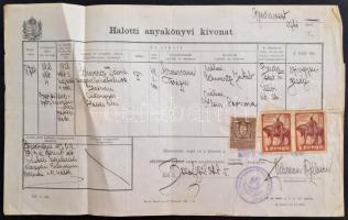 Vegyes okmány tétel, közte több judaika témájú okmány (pl. születési anyakönyvi kivonat, stb.)