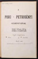 cca 1880 Első erdélyi vasút. A Piski-Petrozsényi szárnyvonal helyszínrajza. Nagyméretű, kihajtható t...
