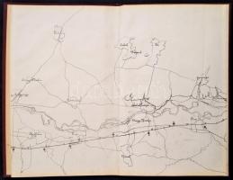 cca 1880 Első erdélyi vasút. A Piski-Petrozsényi szárnyvonal helyszínrajza. Nagyméretű, kihajtható t...