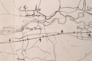 cca 1880 Első erdélyi vasút. A Piski-Petrozsényi szárnyvonal helyszínrajza. Nagyméretű, kihajtható t...