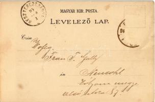 1894 (Vorläufer!!!) Budapest, Kir. Operaház, Lánchíd. Címeres és zászlós, szecessziós litho / Art No...