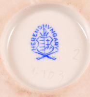 Herendi Viktória mintás karmos váza, kézzel festett, jelzett, kopásnyomokkal, m:10 cm