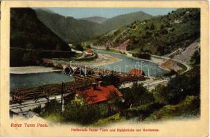 1911 Vöröstoronyi-szoros, Roter-Turm-Pass, Pasul Turnu Rosu; Fűrésztelepi vasútállomás híddal. Georg Meyer / railway station, sawmill (EK)