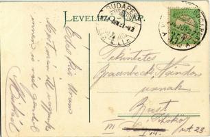 1908 Bicske, Pályaudvar, Vasútállomás, vasutasok, gőzmozdony, hajtány. Kiadja Radits Pál / Bahnhof /...