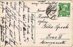 Vienna, Wien; Schönbrunn Schloss Allee / castle park. Franz Joseph with hunting equipment. Art Nouve...