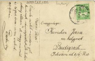 1913 Keszthely, Sétány hölgyekkel és gyerekekkel, "Tessék a papírt a kosárba tenni" felira...