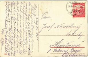 1918 Szombathely, Erzsébet királyné utca, Kardos Jakab vaskereskedésének reklámja egy házfalon, Poll...