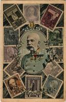 Franz Joseph with K.u.k. stamps. Art Nouveau, floral (EK)