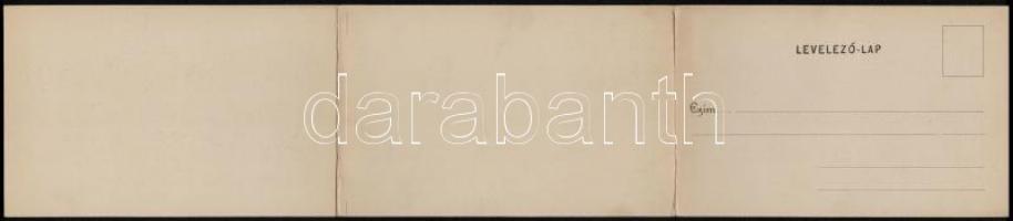 Debrecen, 3-részes kihajtható panorámalap a Debreczeni Helyi Vasút Rt. (DHV) kisvasútjával és a zsin...