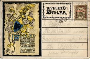 Emke tengerentúli levélpapíros és boríték. Rigler József Ede kiadása, címer / Hungarian letter paper and envelopes advertisement. Coat of arms, Art Nouveau, litho (EK)