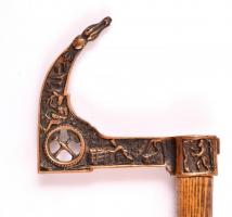 Bányász fokos réz fejjel és aljjal, m: 87 cm,