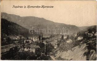 1907 Moravice, Komorske Moravice; vasútállomás, látkép, vagonok. Trebitsch Fotograf / railway station, general view / Bahnhof