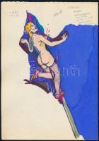 Jelzés nélkül: 3 db pornográf grafika, vegyes technika, papír, 17×23 cm