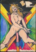 Jelzés nélkül: 3 db pornográf grafika, vegyes technika, papír, 17×23 cm