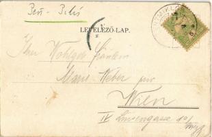 1904 Taksony, utcakép, Római katolikus templom, Berger Sámuel üzlete és saját kiadása (EK)