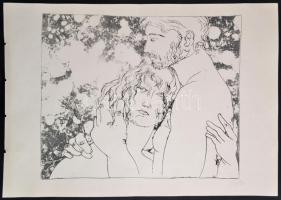 Amerigo Tot(1909-1984): Ölelkező pár. Szitanyomat, papír, jelzett, 36×44 cm