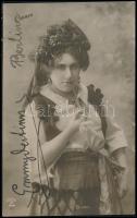 Emmy Destinn (1878-1930) énekesnő aláírt fotólapja. / Autograph signed photo postcard