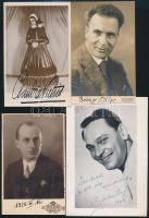 Operaénekesek, színészek dedikált ás aláírt fotóinak gyűjteménye, összesen 14 db hazai és külföldi / Collection of Hungarian and international opera-singers and actors autograph signed photos and postcards