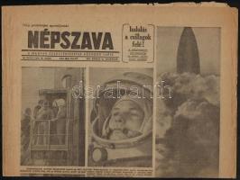 1961 Vegyes újság tétel, 3 db (2 db Népszava, 1 db  Népszabadság, benne az űrutazással kapcsolatos h...