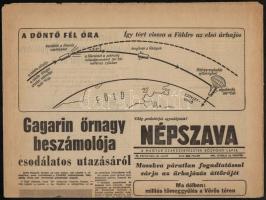 1961 Vegyes újság tétel, 3 db (2 db Népszava, 1 db  Népszabadság, benne az űrutazással kapcsolatos h...