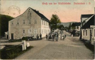 Potucky, Breitenbach in Böhmen; Gruss aus der Waldschänke / street view with hotel and restaurant