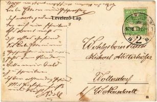 1909 Vác, Fő tér, Ifj. Ottó József, Deutsch Mór üzlete, Fehérek temploma