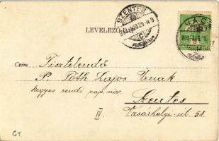 1908 Vác, Széchenyi utca, Korona szálloda és étterem, kávéház, Preszburger Károly bútor üzletének re...