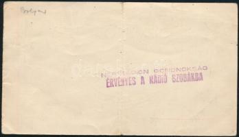 1954 Közreműködő jegy a Népstadionba a magyar-angol (7-1) meccsre, hajtott