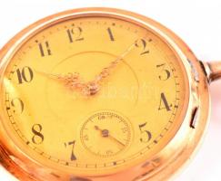 Glashütte 14 K, duplafedelű, arany zsebóra. Jelzett tokkal, javításra szoró szerkezettel. / 14 gold ...
