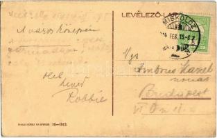 1914 Miskolc, Zsolcai utca a Rudolf laktanyával, katonák konvoja. Kiadja Divald Károly Fia 26-1913. ...