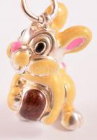 Ezüst(Ag) zománcozott nyuszi medál, jelzett, m: 3,5 cm, bruttó: 7,3 g