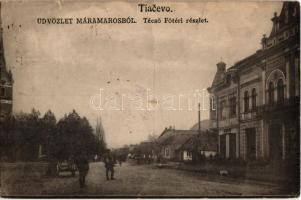 Técső, Tiacevo, Tiachiv (Máramaros); Fő tér, Korona szálloda / main square, hotel (Rb)