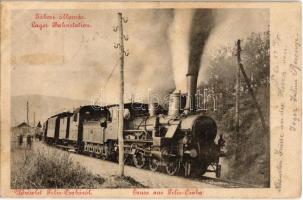 1903 Piliscsaba, Piliscsabai tábori állomás, vasútállomás, gőzmozdony / Lager Bahnstation, Bahnhof / railway station with locomotive (fl)