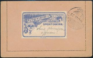 1904 Zárt levelezőlap Franciaországból Magyarországra, simontornyai gyógyszertár levélzáróval / PS-c...