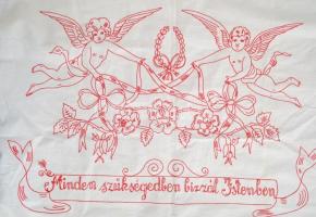 "Minden szükségedben bízzál Istenben" hímzett falikép, 68×160 cm