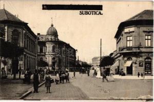 1925 Szabadka, Subotica; utca, posta és távbeszélő, Ivanits József üzlete / street, post and telephone office, shop
