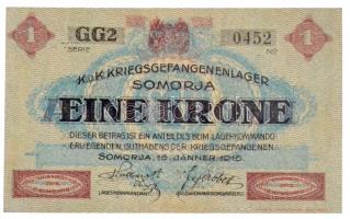 Somorja / hadifogolytábor 1916. január 15. 1K két nagybetűs sorozat és arab sorszámmal T:I-,II / 
H...
