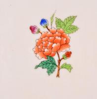 Herendi pillangó mintás porcelán pecsenyés tál, kézzel festett, jelzett, kopásnyomokkal, 36×27 cm