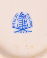 Herendi pillangó mintás porcelán pecsenyés tál, kézzel festett, jelzett, kopásnyomokkal, 36×27 cm