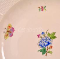 Herendi pillangó mintás porcelán mélytányér, 6 db, kézzel festett, jelzett, hibátlan, d: 25 cm