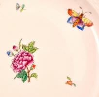 Herendi pillangó mintás porcelán mélytányér, 6 db, kézzel festett, jelzett, hibátlan, d: 25 cm