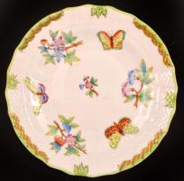 Herendi Viktória mintás porcelán mokkás csésze, 2 db, egyik fedővel + 2 db csészealj + 1 db sütemény...