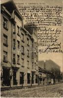 1913 Budapest II. Németh és Czimeg féle ikerház, Brychta Ferenc üzlete. Lövőház utca 11-13. (EB)