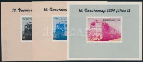 1969 3 db magyar vasúti levélzáró eltérő színekben